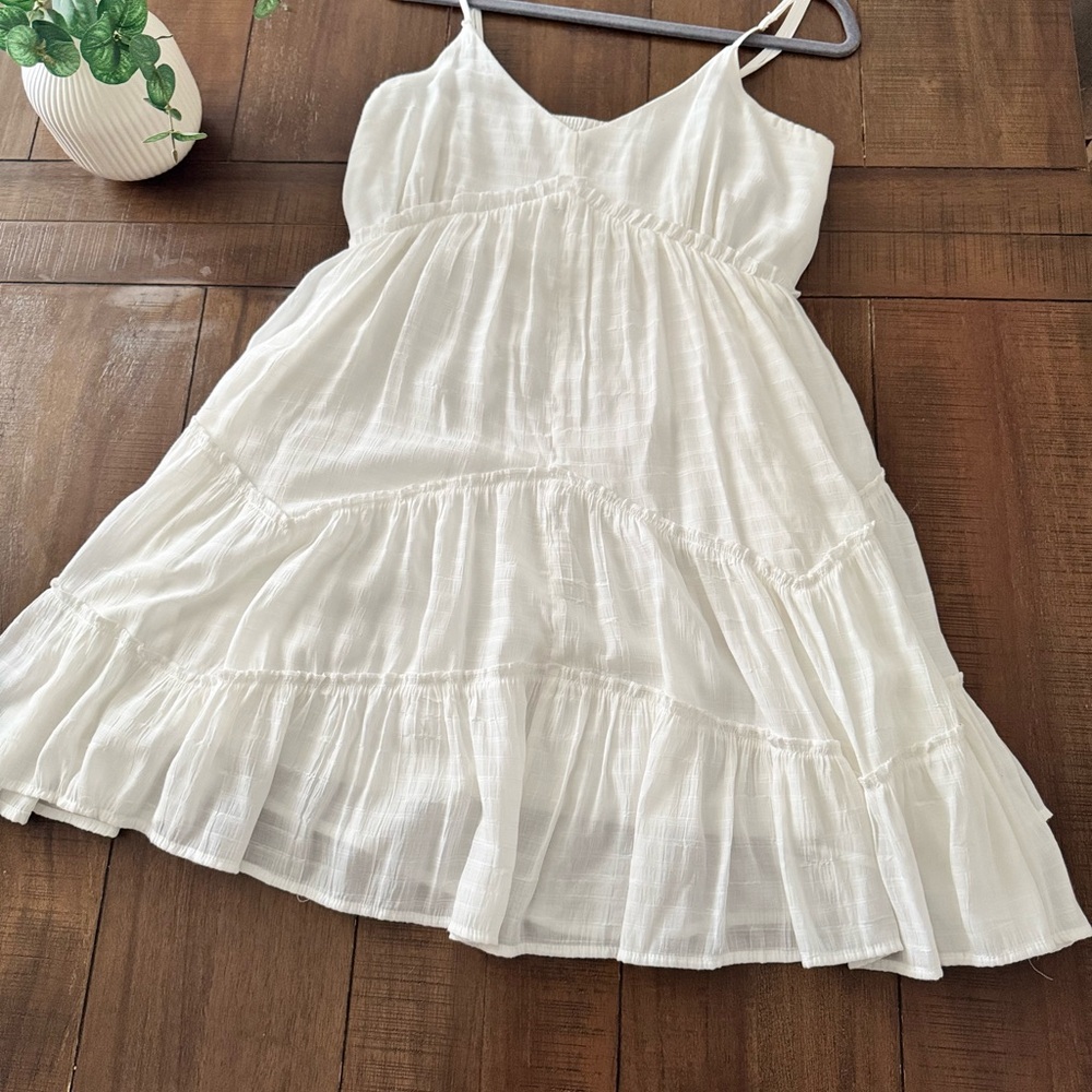 White Tiered Spaghetti Strap Sundress
